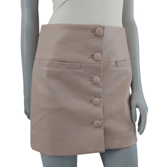 PROENZA SHOULER Faux Leather Mini Skirt 6 Beige Blush Designer Chic Like New - Picture 4 of 11